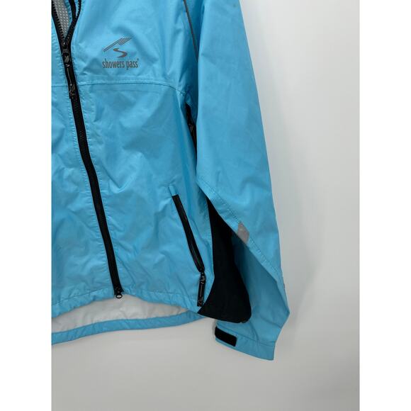 Showers Pass Women's Large Blue Cycling Zip Rain Shell Jacket Lightweight Nylon - Picture 3 of 12